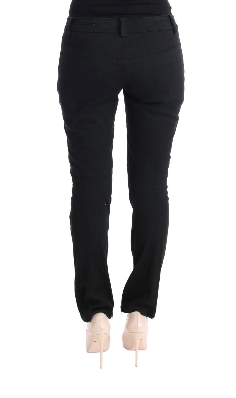 Black Cotton Slim Fit Casual Pants - coffeewithmee2Ermanno ScervinoP1925S