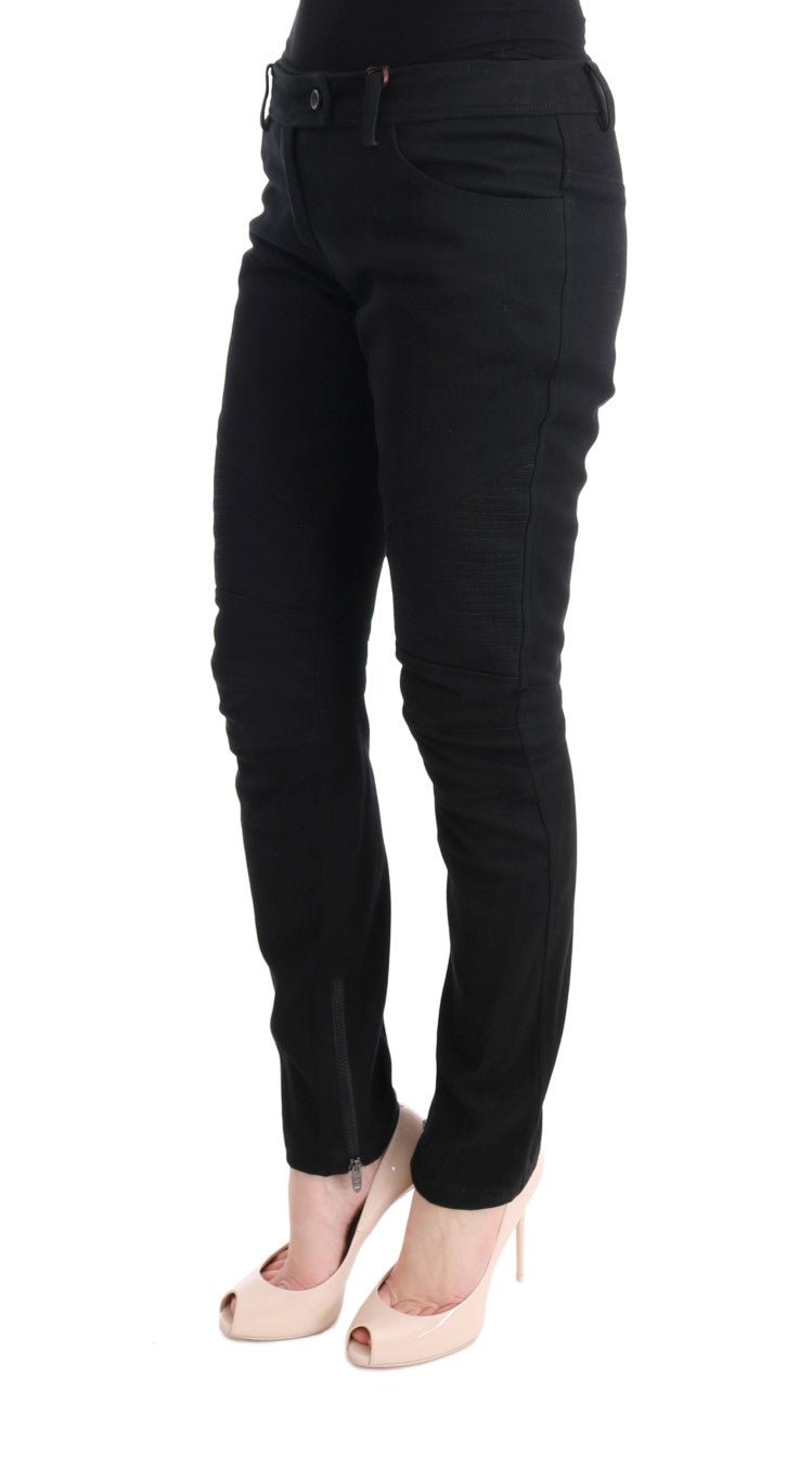 Black Cotton Slim Fit Casual Pants - coffeewithmee2Ermanno ScervinoP1925S