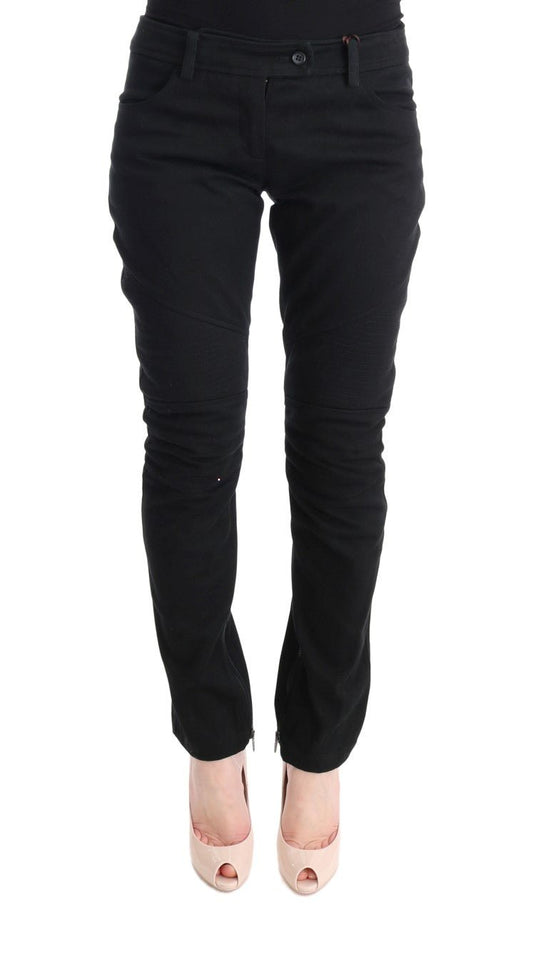 Black Cotton Slim Fit Casual Pants - coffeewithmee2Ermanno ScervinoP1925S