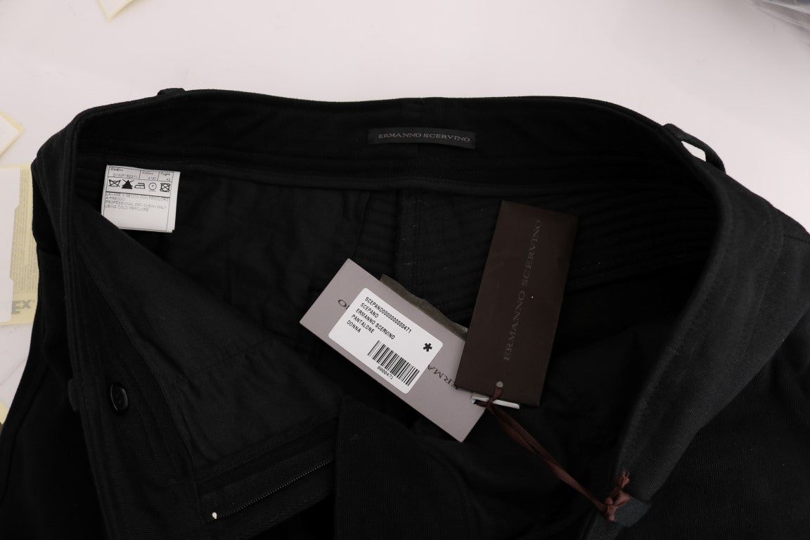 Black Cotton Slim Fit Casual Pants - coffeewithmee2Ermanno ScervinoP1925S