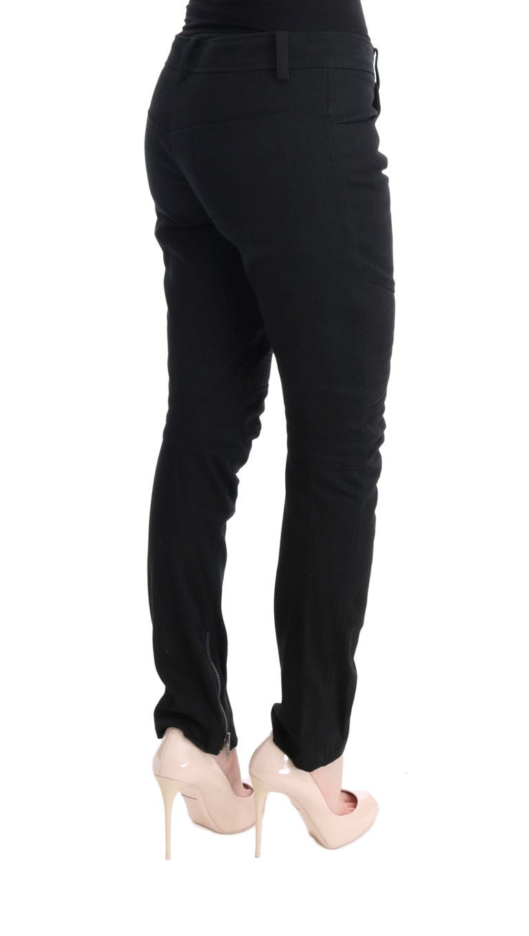 Black Cotton Slim Fit Casual Pants - coffeewithmee2Ermanno ScervinoP1925S