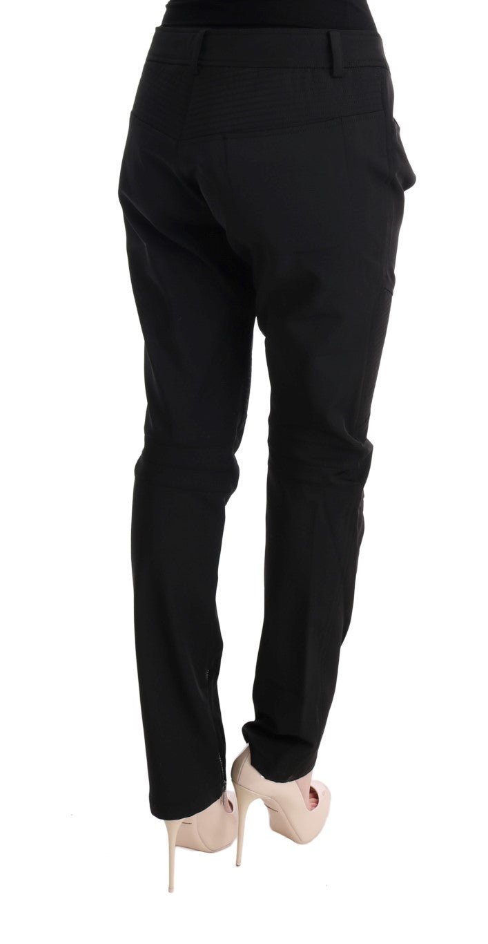 Black Cotton Slim Fit Casual Pants - coffeewithmee2Ermanno ScervinoP1937S