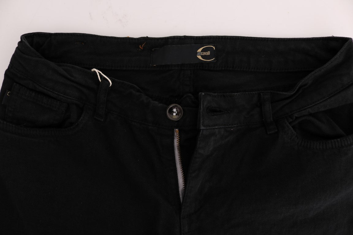 Black Cotton Slim Fit Low Waist Jeans - coffeewithmee2CavalliP1960S