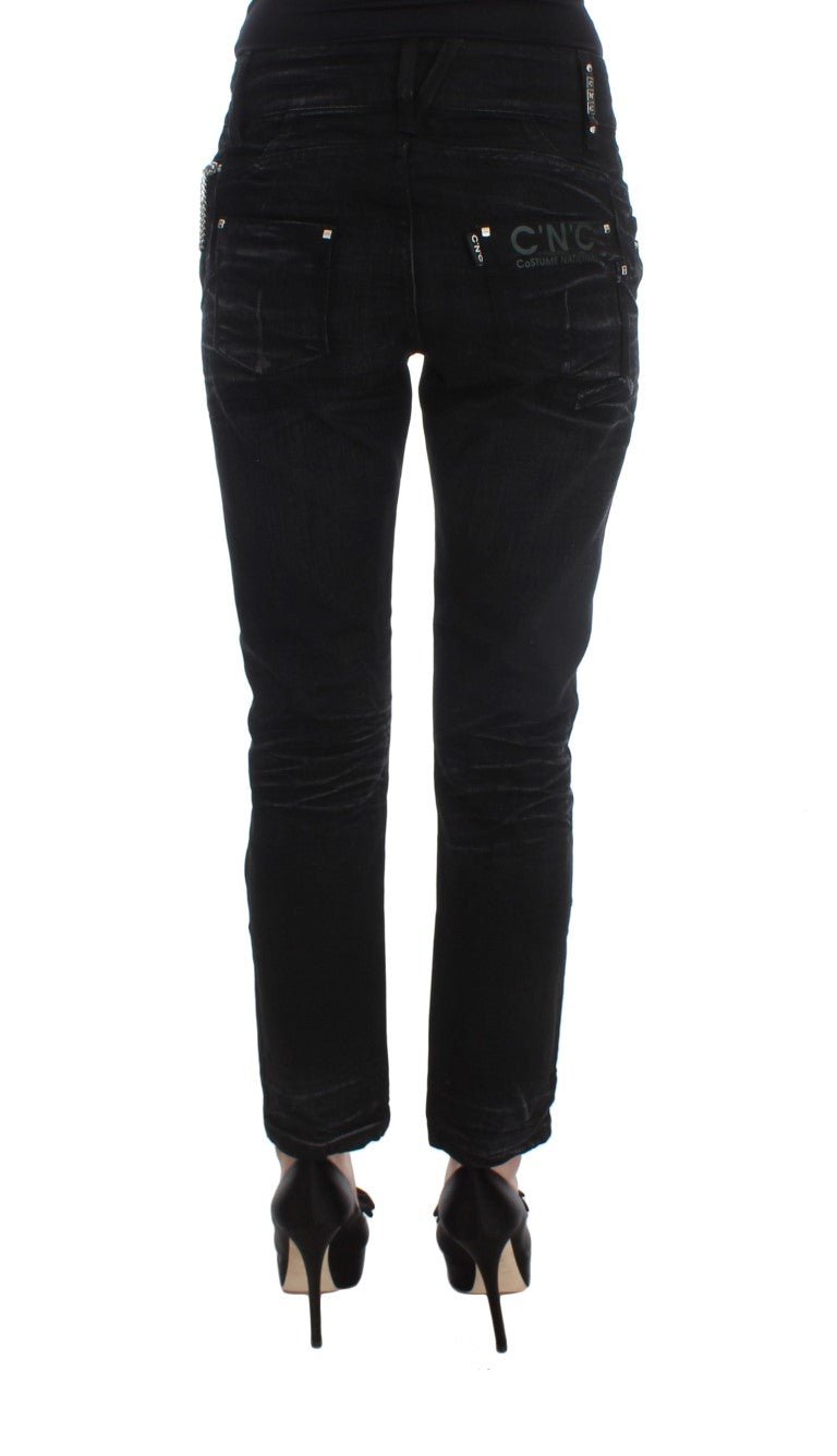 Black Cotton Slouchy Slims Fit Jeans - coffeewithmee2Costume NationalP1769S