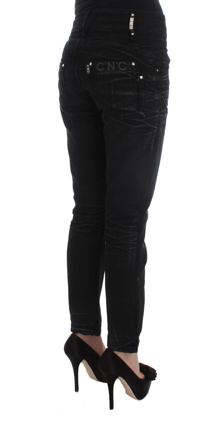 Black Cotton Slouchy Slims Fit Jeans - coffeewithmee2Costume NationalP1769S