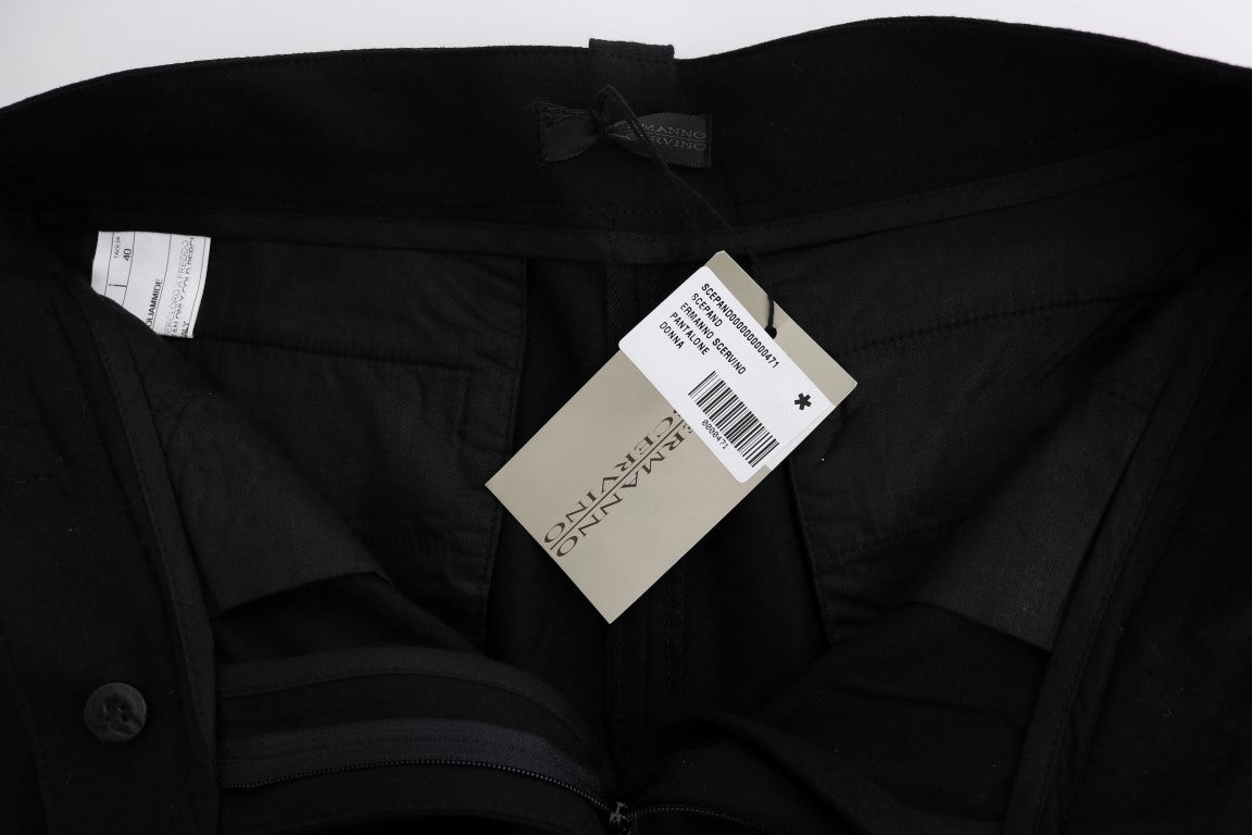 Black Cotton Straight Leg Formal Pants - coffeewithmee2Ermanno ScervinoP1946S