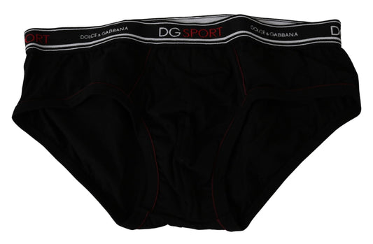 Black Cotton Stretch DG Sport Brief Underwear - coffeewithmee2Dolce & GabbanaP4464S
