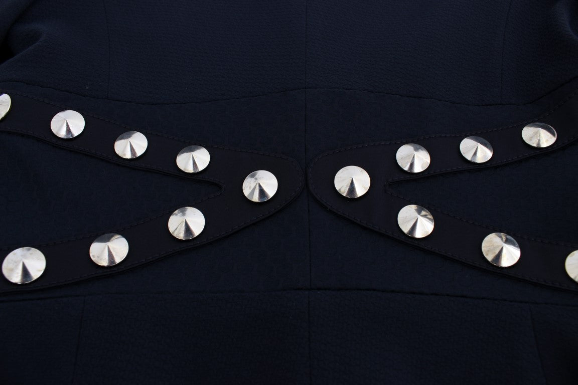 Black Cotton Stretch Gold Studded Blazer Jacket - coffeewithmee2ExteP1701S