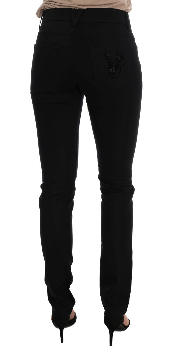 Black Cotton Stretch Slim Denim Pants - coffeewithmee2Versace JeansP1650S