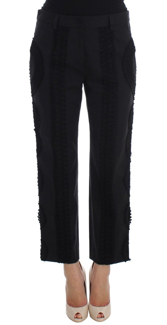 Black Cotton Stretch Torero Capris Pants - coffeewithmee2Dolce & GabbanaP0953S