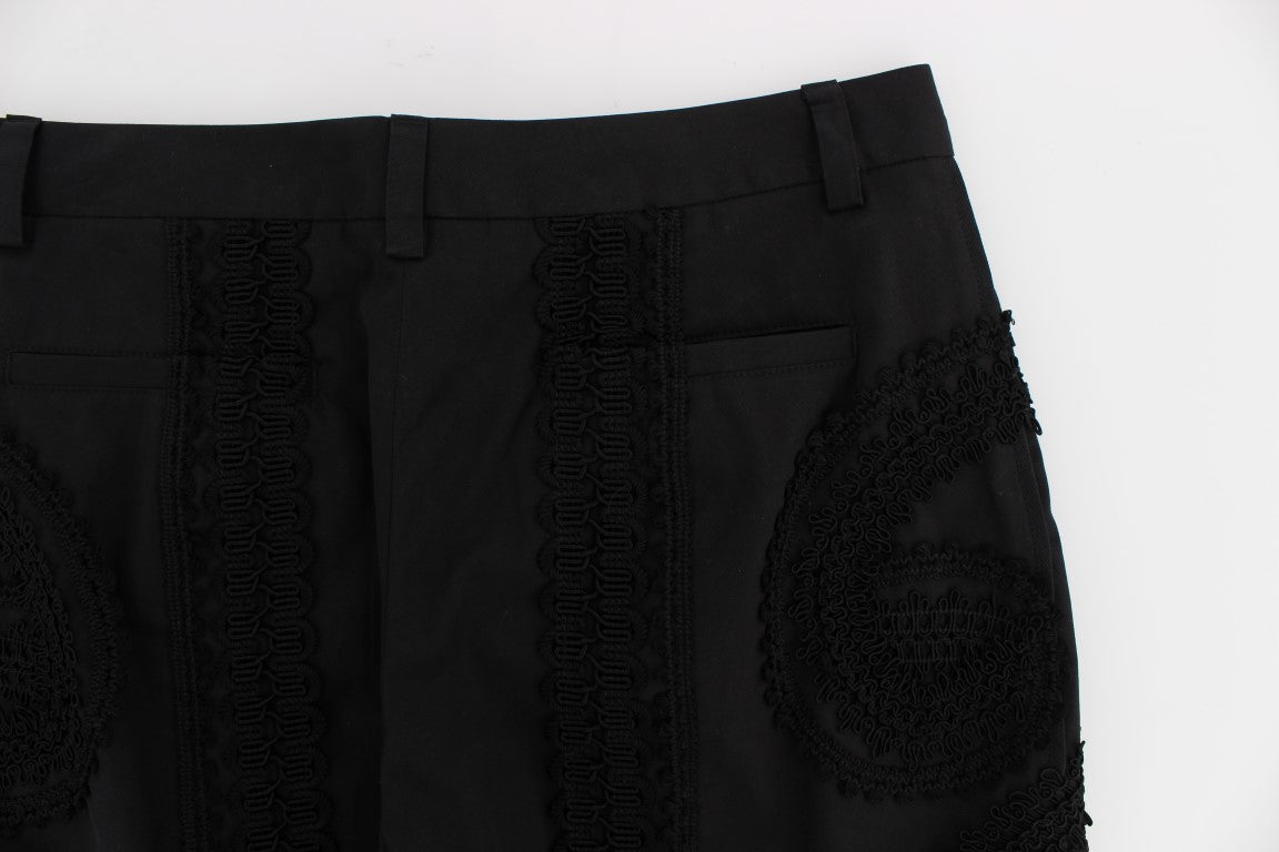 Black Cotton Stretch Torero Capris Pants - coffeewithmee2Dolce & GabbanaP0953S