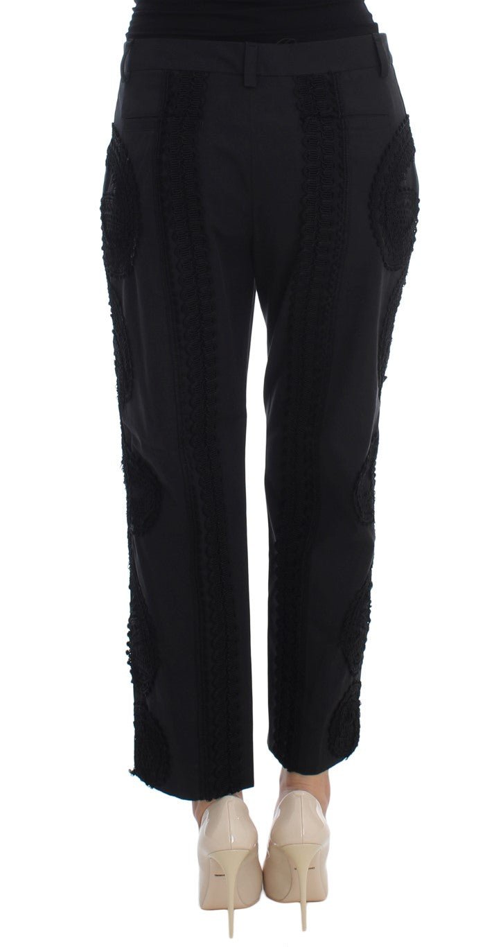 Black Cotton Stretch Torero Capris Pants - coffeewithmee2Dolce & GabbanaP0953S