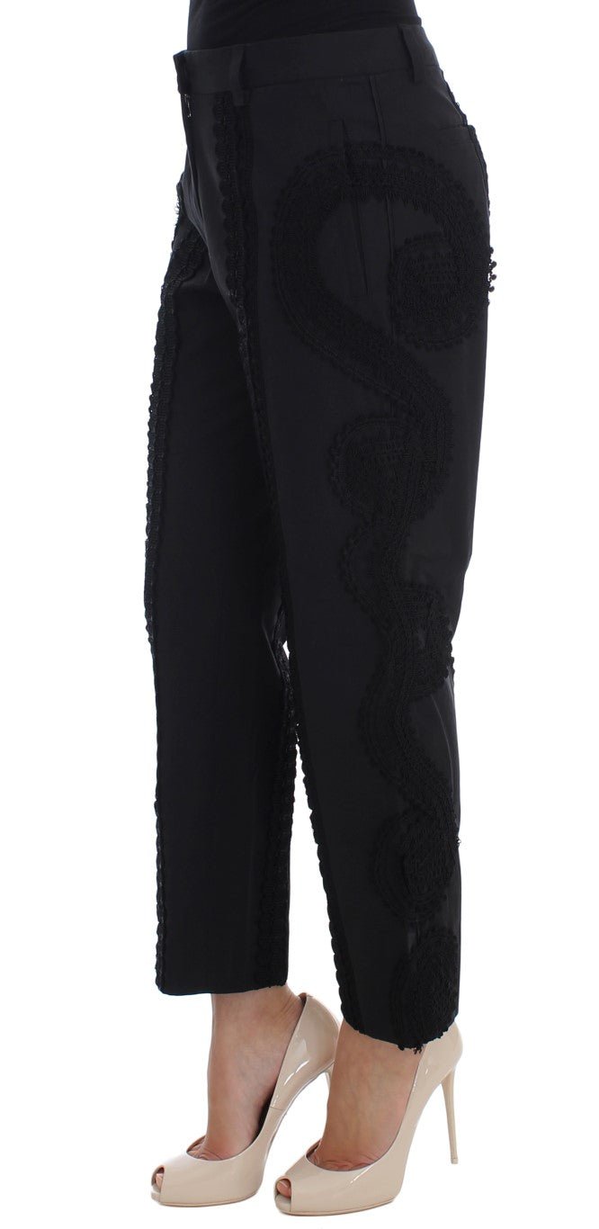 Black Cotton Stretch Torero Capris Pants - coffeewithmee2Dolce & GabbanaP0953S