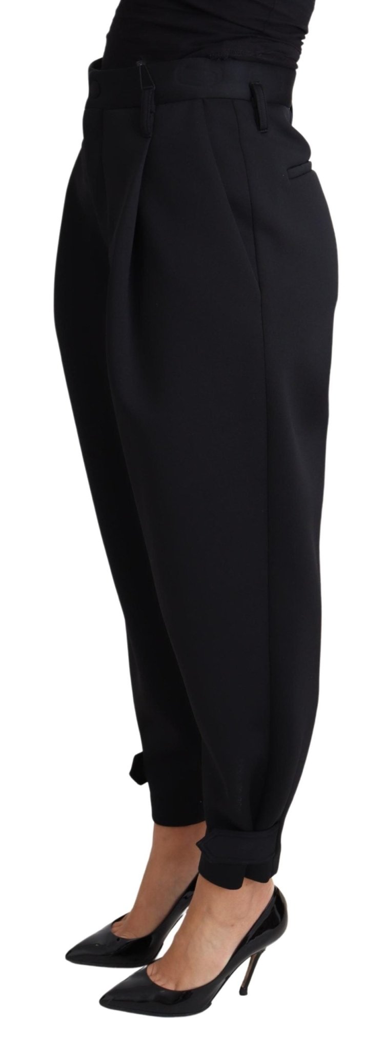 Black Cropped Dress High Waist Polyester Pants - coffeewithmee2Dolce & GabbanaP4479S