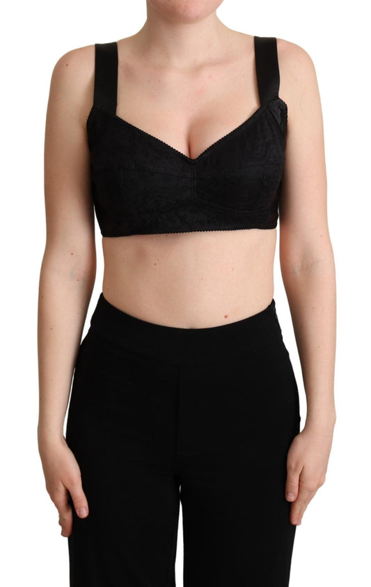 Black Cropped Silk Stretch Bustier Top - coffeewithmee2Dolce & GabbanaP5066S