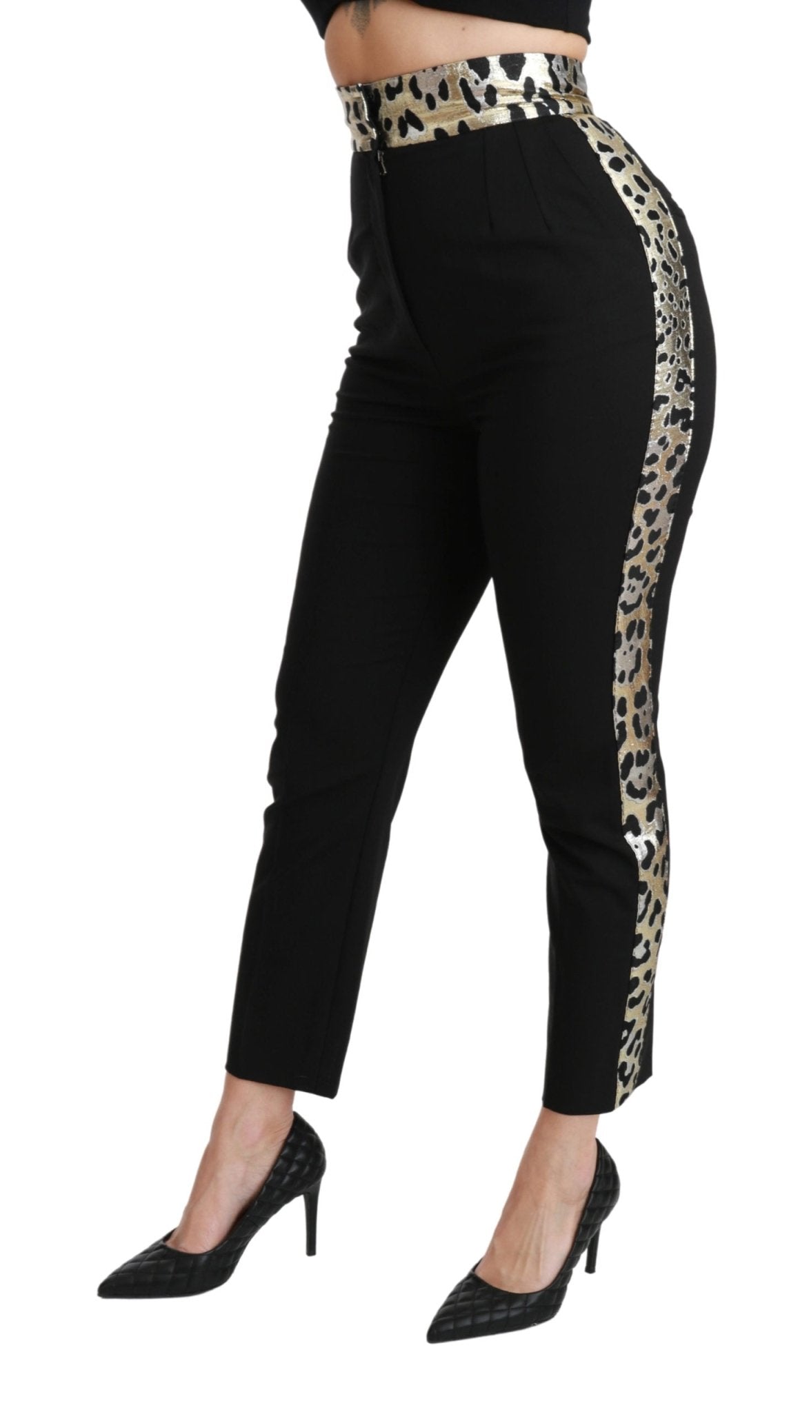 Black Cropped Skinny High Waist Wool Pants - coffeewithmee2Dolce & GabbanaP2973S