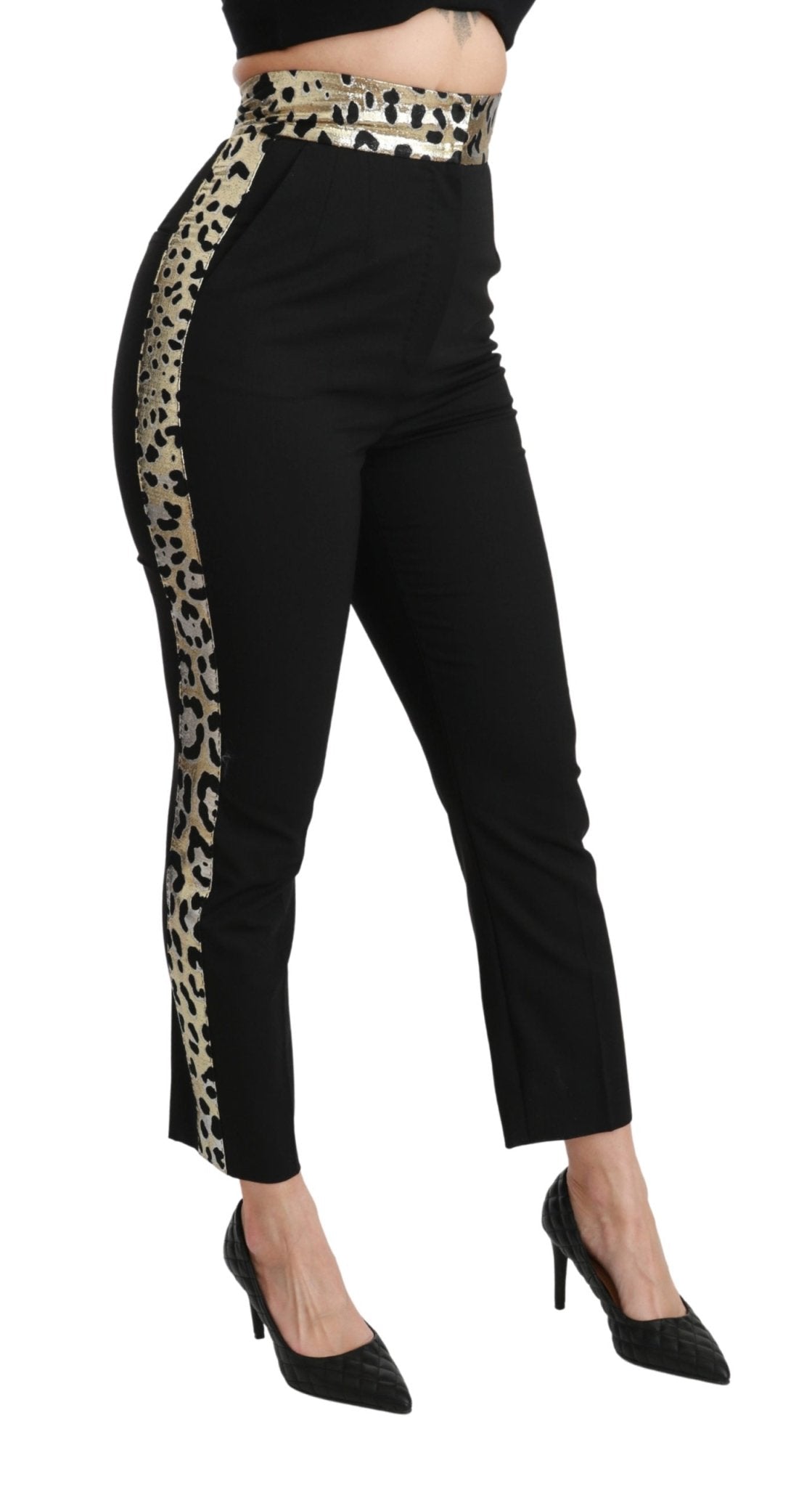 Black Cropped Skinny High Waist Wool Pants - coffeewithmee2Dolce & GabbanaP2973S