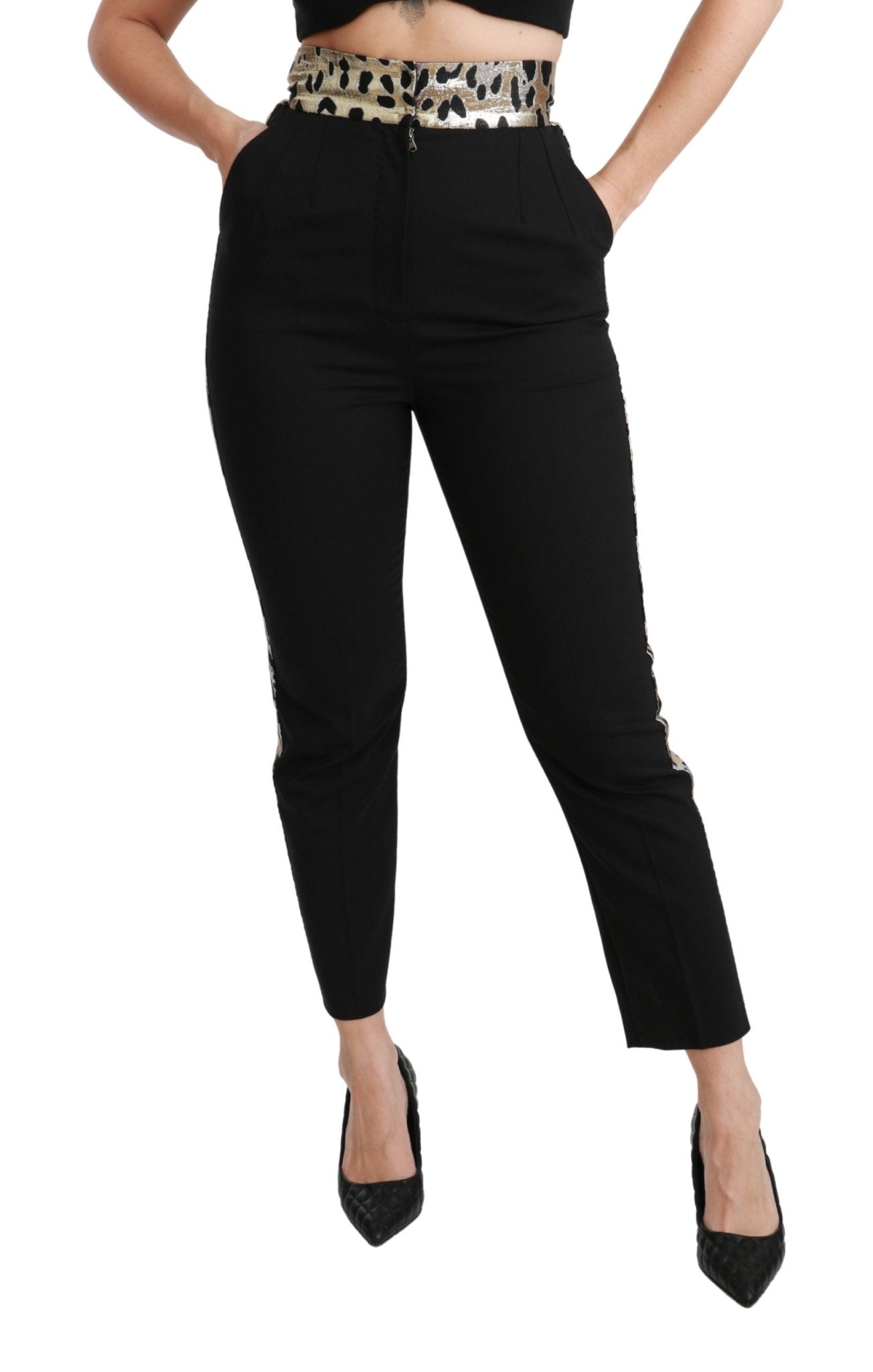 Black Cropped Skinny High Waist Wool Pants - coffeewithmee2Dolce & GabbanaP2973S