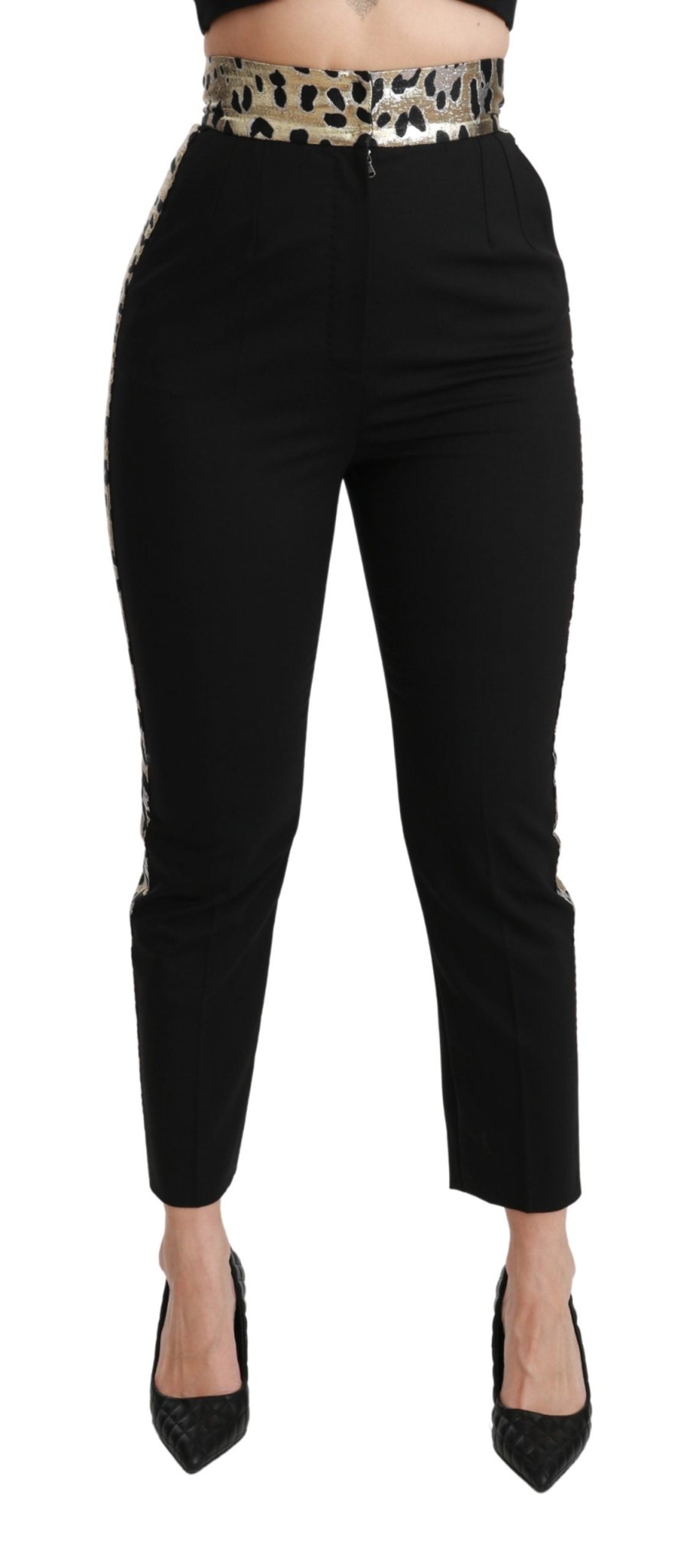 Black Cropped Skinny High Waist Wool Pants - coffeewithmee2Dolce & GabbanaP2973S
