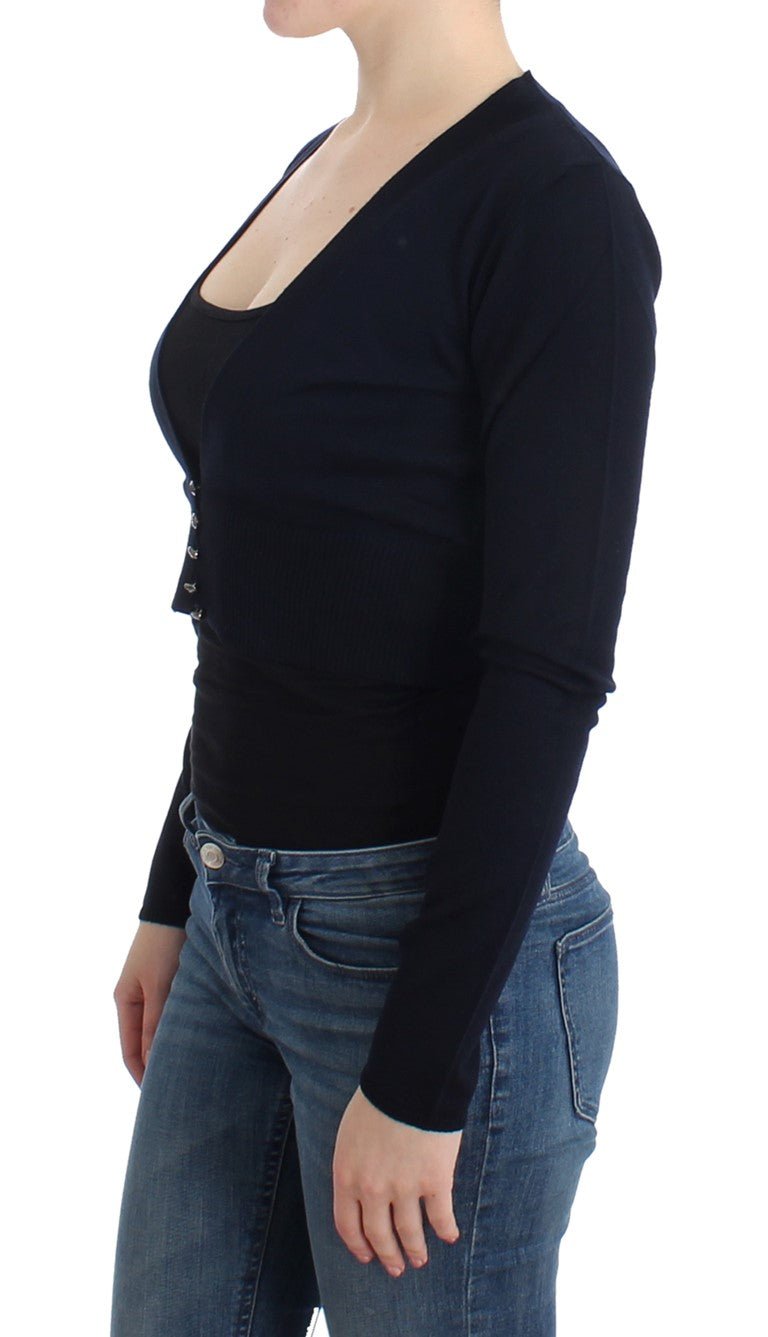 Black cropped wool cardigan - coffeewithmee2CavalliP0565S