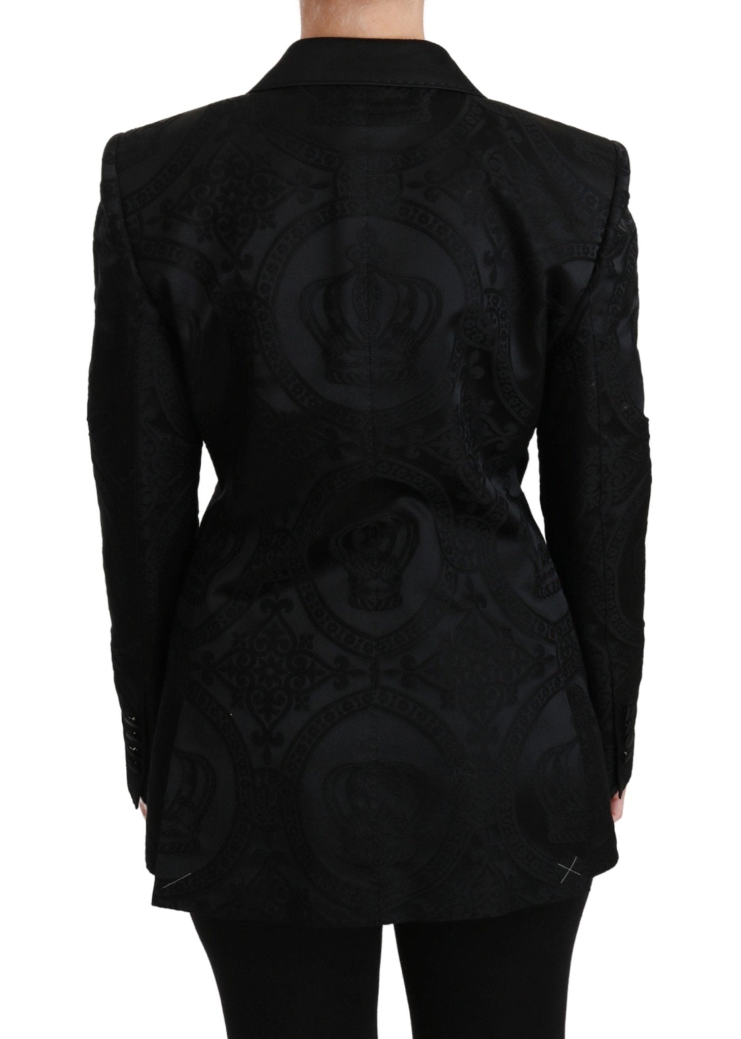 Black Crown Double Breasted Coat Jacket - coffeewithmee2Dolce & GabbanaP2979S