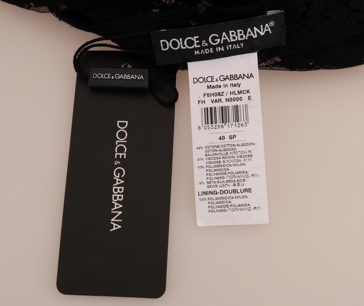 Black Crystal Button Floral Lace Shirt - coffeewithmee2Dolce & GabbanaP2228S