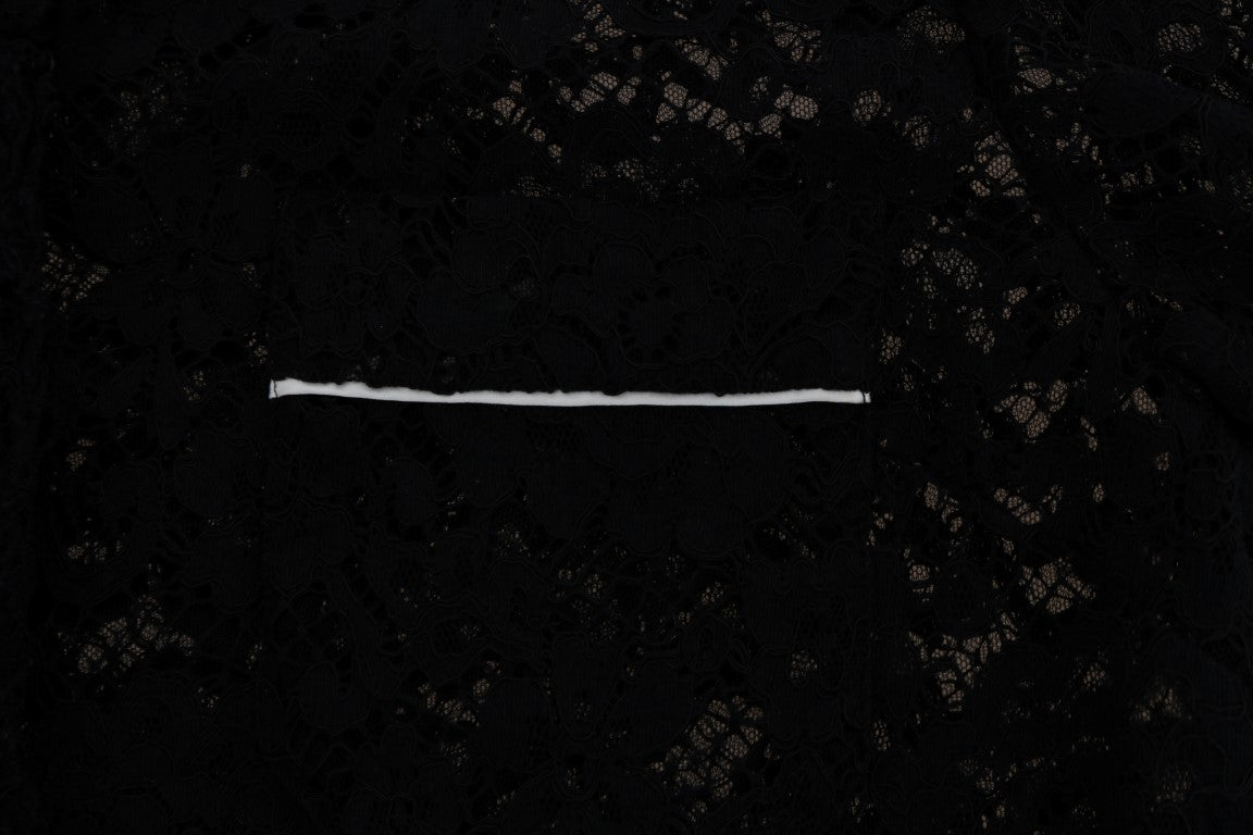 Black Crystal Button Floral Lace Shirt - coffeewithmee2Dolce & GabbanaP2228S