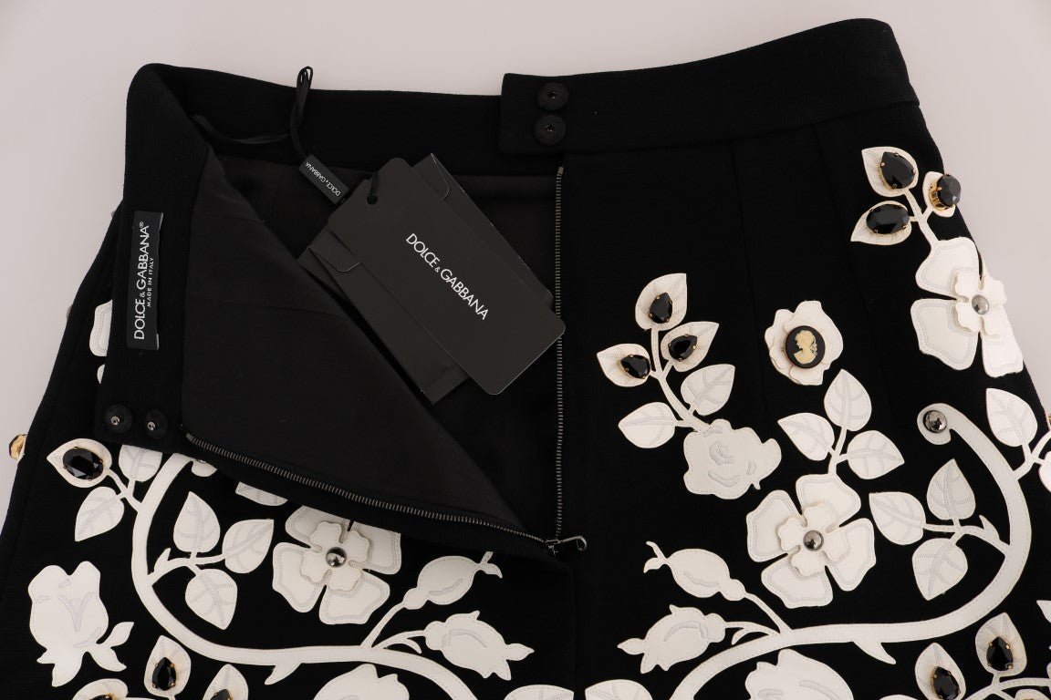 Black Crystal Floral Pencil Skirt - coffeewithmee2Dolce & GabbanaP2071S