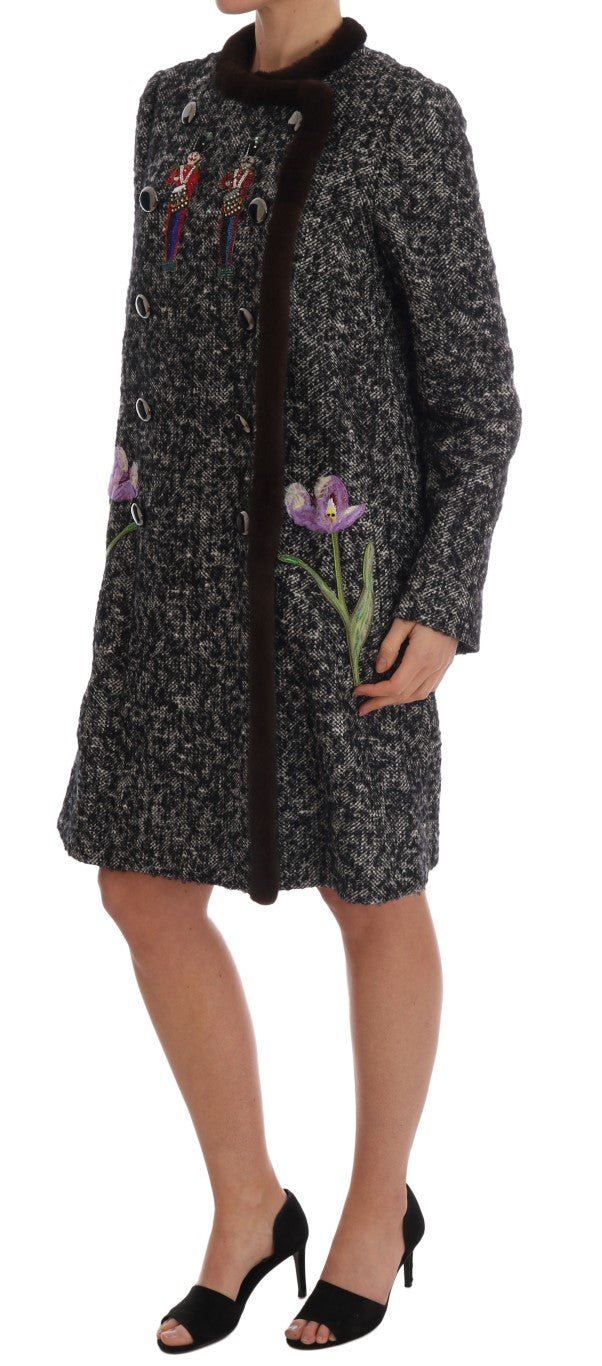 Black Crystal Fur Coat Jacket - coffeewithmee2Dolce & GabbanaP1322S