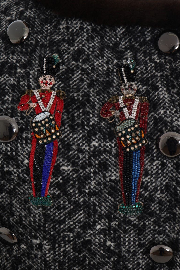 Black Crystal Fur Coat Jacket - coffeewithmee2Dolce & GabbanaP1322S