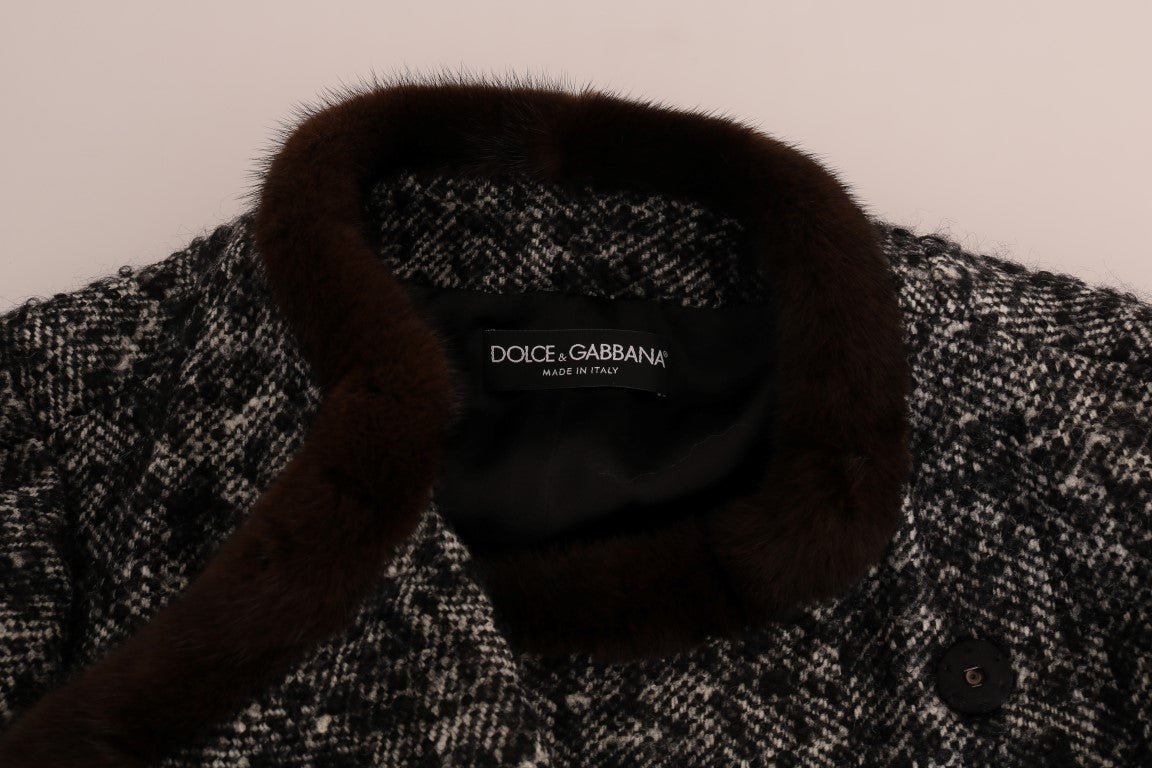 Black Crystal Fur Coat Jacket - coffeewithmee2Dolce & GabbanaP1322S