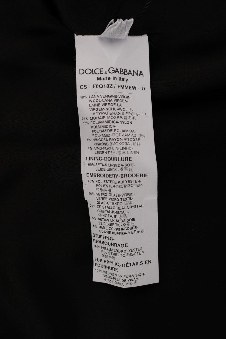 Black Crystal Fur Coat Jacket - coffeewithmee2Dolce & GabbanaP1322S