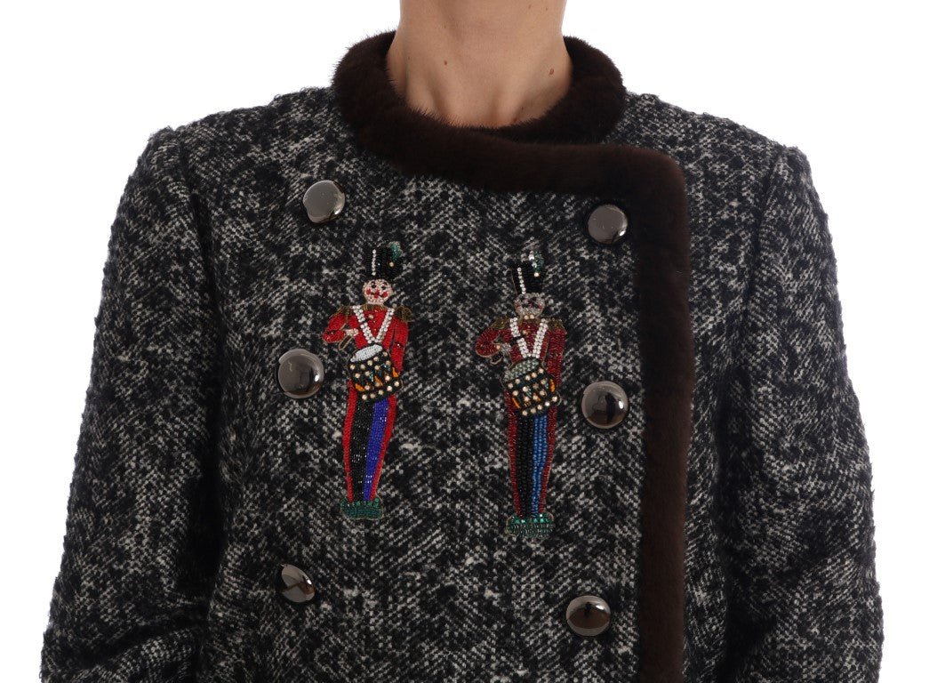 Black Crystal Fur Coat Jacket - coffeewithmee2Dolce & GabbanaP1322S