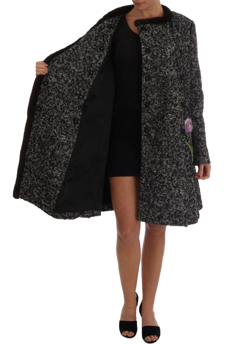 Black Crystal Fur Coat Jacket - coffeewithmee2Dolce & GabbanaP1322S