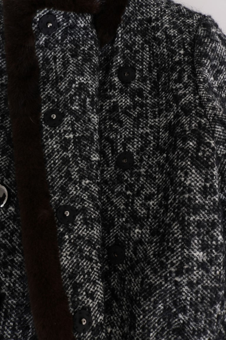 Black Crystal Fur Coat Jacket - coffeewithmee2Dolce & GabbanaP1322S