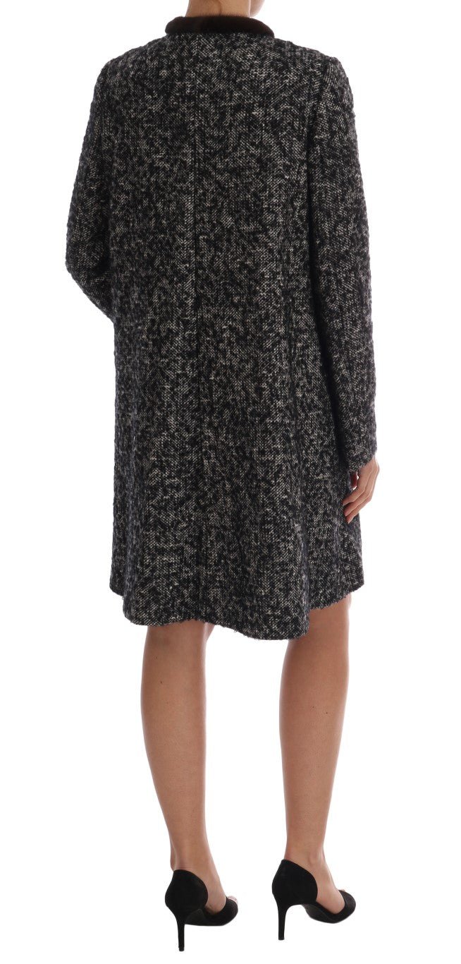 Black Crystal Fur Coat Jacket - coffeewithmee2Dolce & GabbanaP1322S