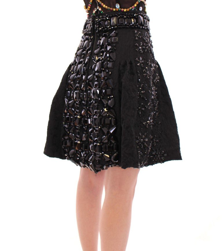 Black Crystal Handmade Above Knee Skirt - coffeewithmee2Dolce & GabbanaP1217S