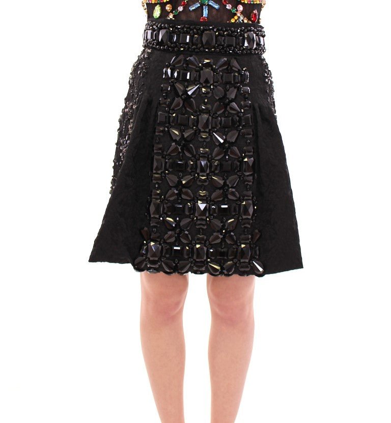 Black Crystal Handmade Above Knee Skirt - coffeewithmee2Dolce & GabbanaP1217S