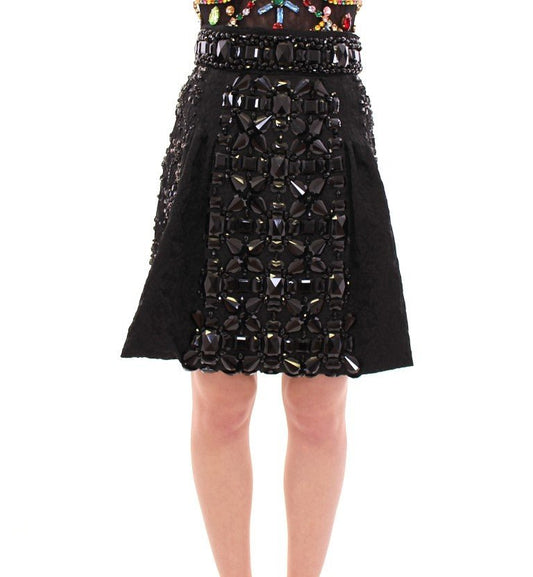 Black Crystal Handmade Above Knee Skirt - coffeewithmee2Dolce & GabbanaP1217S