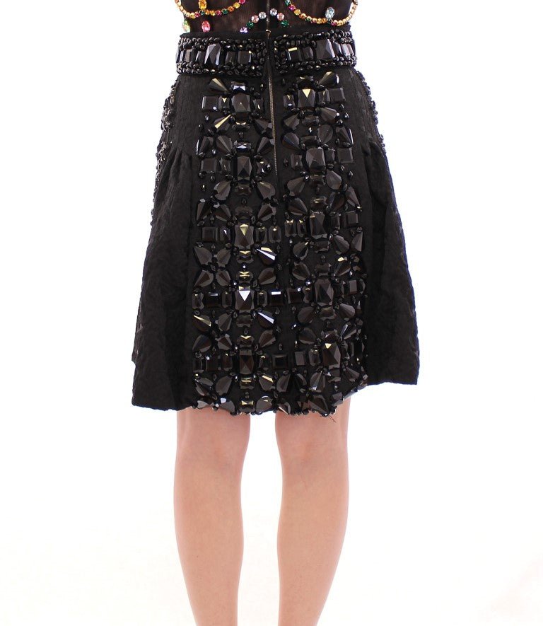 Black Crystal Handmade Above Knee Skirt - coffeewithmee2Dolce & GabbanaP1217S