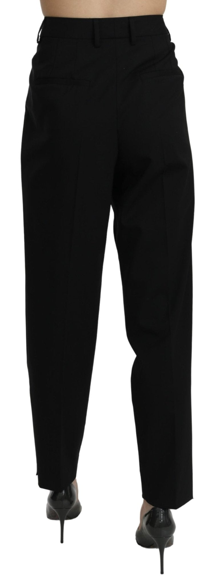 Black Crystal High Waist Trouser Cotton Pants - coffeewithmee2Dolce & GabbanaP3209S