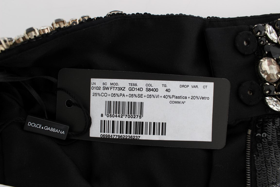 Black Crystal Sequined Mini Shorts - coffeewithmee2Dolce & GabbanaP0969S
