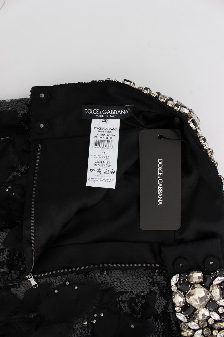 Black Crystal Sequined Mini Shorts - coffeewithmee2Dolce & GabbanaP0969S