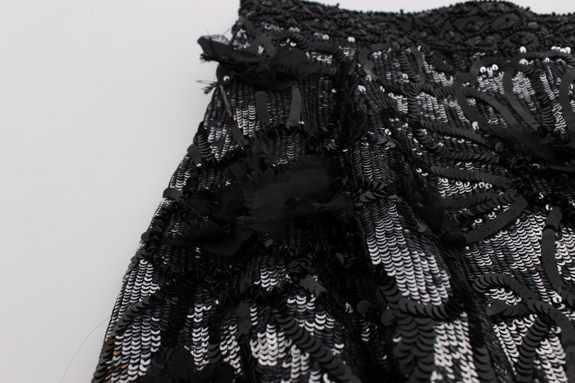 Black Crystal Sequined Mini Shorts - coffeewithmee2Dolce & GabbanaP0968S