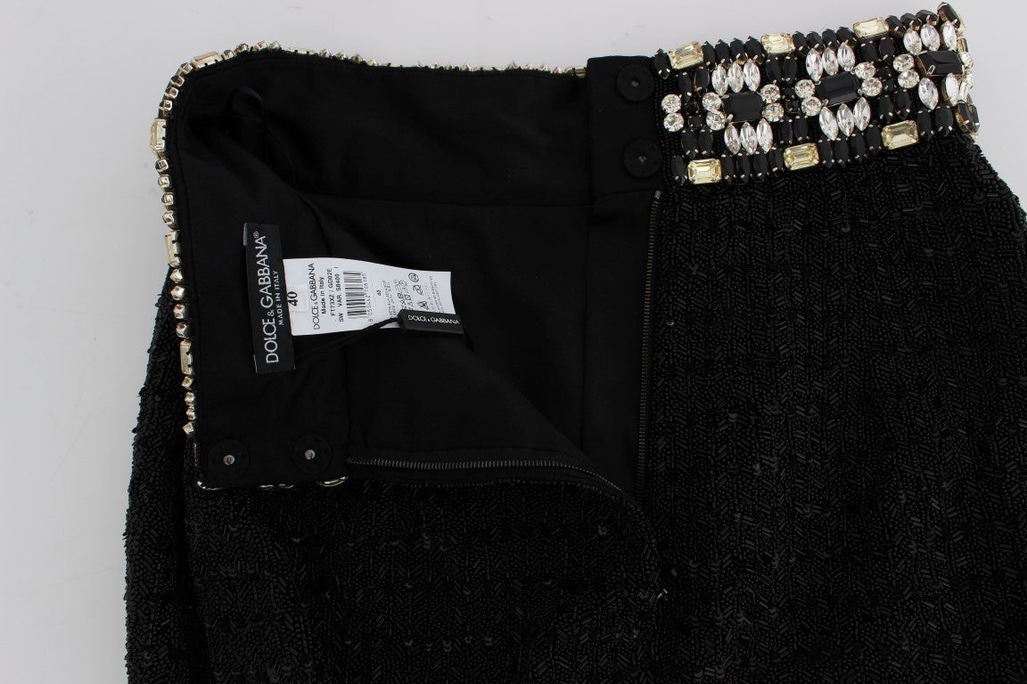 Black Crystal Sequined Mini Shorts - coffeewithmee2Dolce & GabbanaP0970S