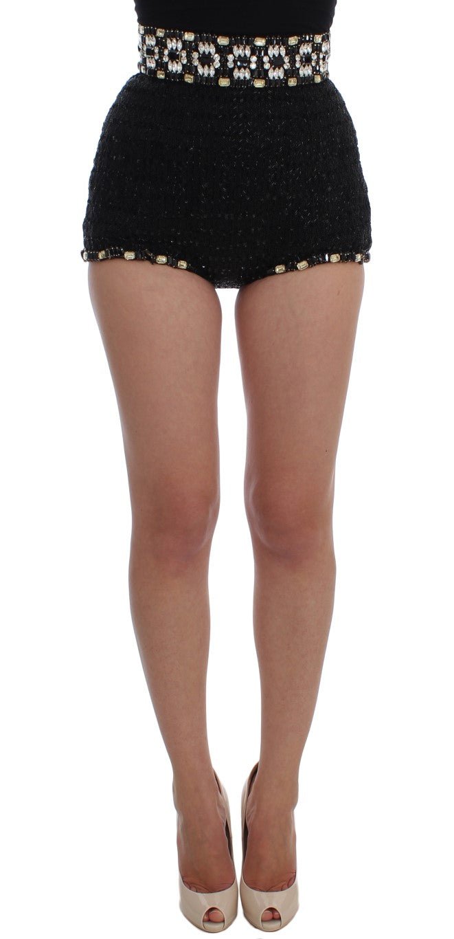 Black Crystal Sequined Mini Shorts - coffeewithmee2Dolce & GabbanaP0970S