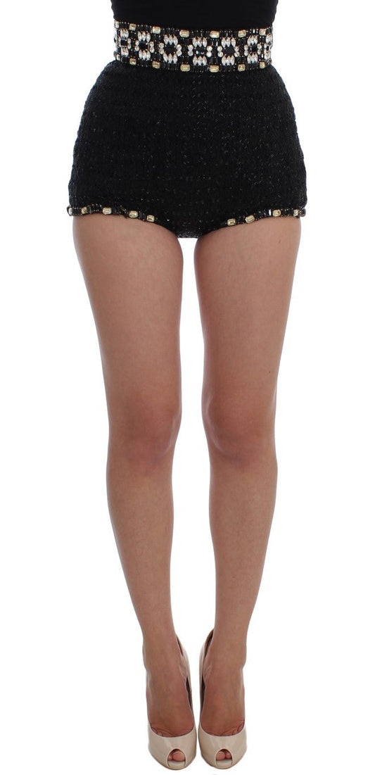 Black Crystal Sequined Mini Shorts - coffeewithmee2Dolce & GabbanaP0970S