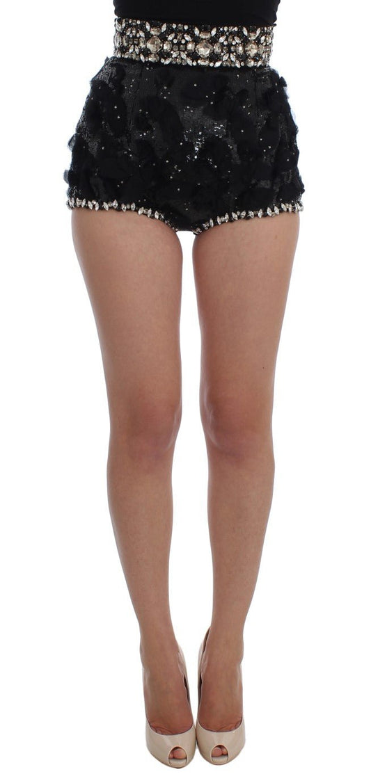 Black Crystal Sequined Mini Shorts - coffeewithmee2Dolce & GabbanaP0969S