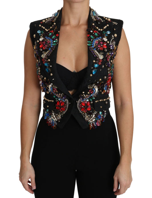 Black Crystal Sicily Vest Waistcoat - coffeewithmee2Dolce & GabbanaP5681S