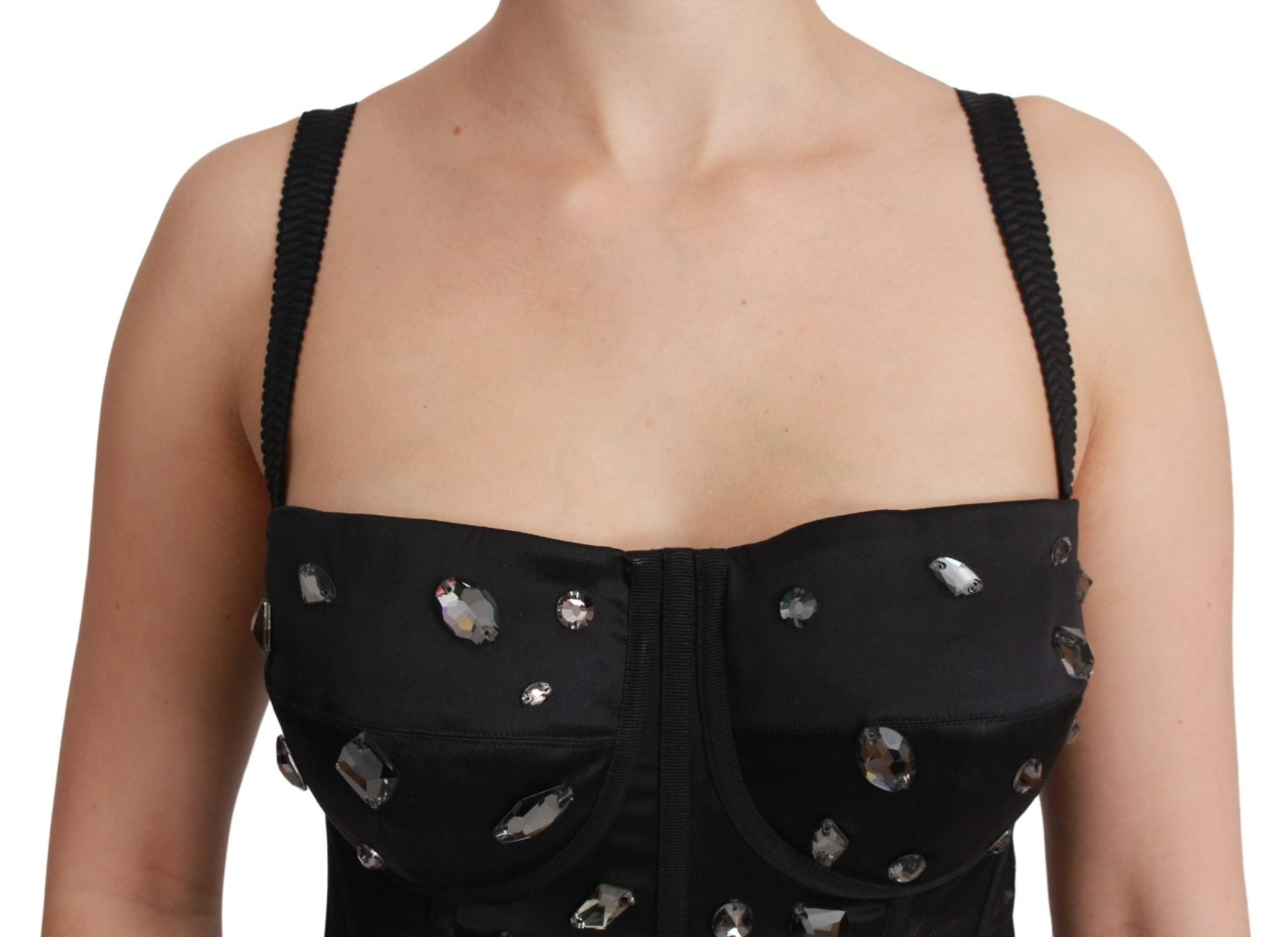 Black Crystal Strap Bustier Corset Top - coffeewithmee2Dolce & GabbanaP5627S